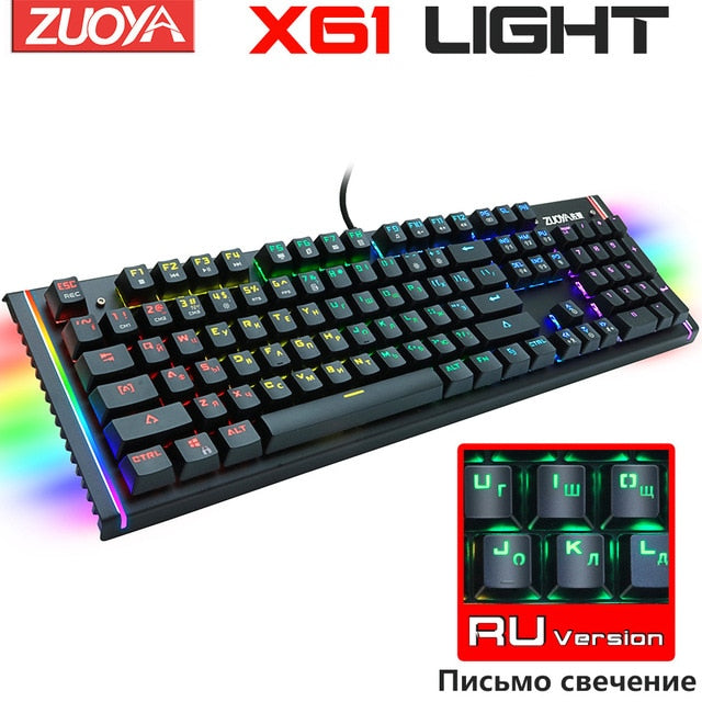 Mechanical Keyboard Wired Gaming Keyboard RGB Mix Backlit 87 104 Anti-ghosting Blue Red Switch For Game Laptop PC Russian US