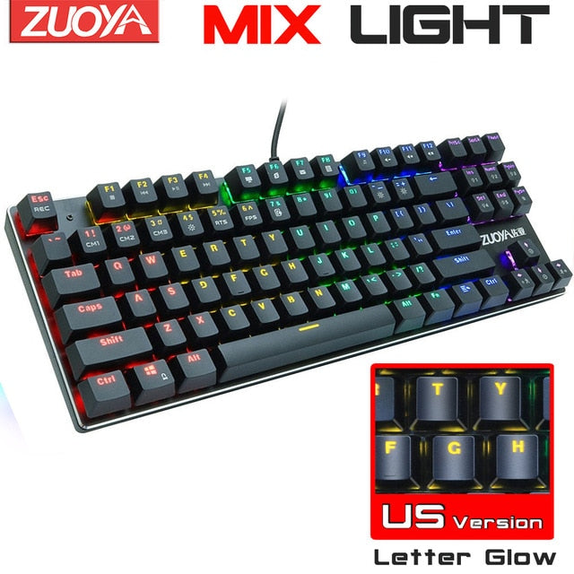 Mechanical Keyboard Wired Gaming Keyboard RGB Mix Backlit 87 104 Anti-ghosting Blue Red Switch For Game Laptop PC Russian US