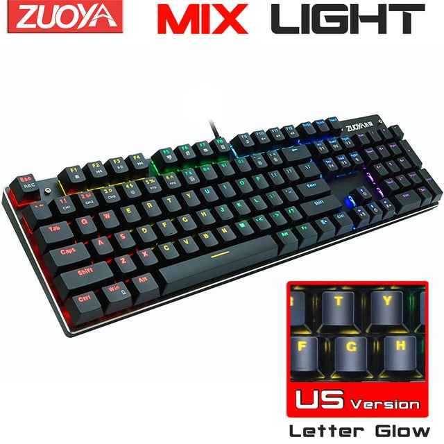 Mechanical Keyboard Wired Gaming Keyboard RGB Mix Backlit 87 104 Anti-ghosting Blue Red Switch For Game Laptop PC Russian US