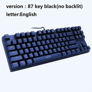 Metoo  Edition Mechanical Keyboard 87 keys Blue Switch Gaming Keyboards for Tablet Desktop  Russian sticker