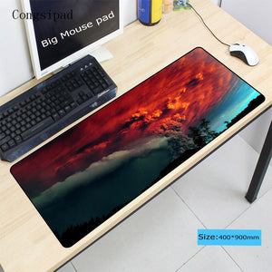 Congsipad 900*400*2MM Volcano Eruption Smoke Color Washing Mouse Pad Computer Notebook Gaming Large Rubber Lock Edge Mousepad