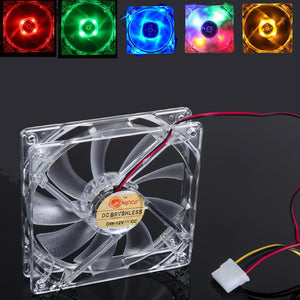 4 LED Light Quad PC Computer Clear Case Cooler Fan Gaming Cooling System 120*120