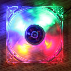 4 LED Light Quad PC Computer Clear Case Cooler Fan Gaming Cooling System 120*120