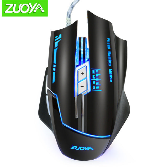 ZUOYA ratón dpi para videojuegos ajustable ratón con cable USB led óptico los ratones de ordenador para PC portátil juego jugador profesional