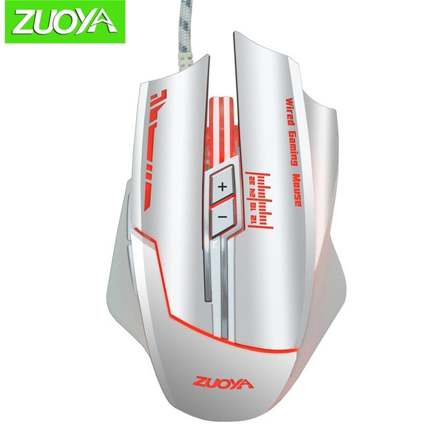 ZUOYA ratón dpi para videojuegos ajustable ratón con cable USB led óptico los ratones de ordenador para PC portátil juego jugador profesional