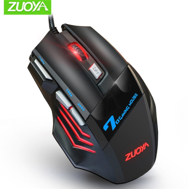 ZUOYA ratón dpi para videojuegos ajustable ratón con cable USB led óptico los ratones de ordenador para PC portátil juego jugador profesional